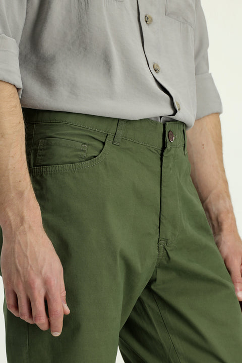 Forest Green Slim Fit Stretchy Canvas / Chino Trousers