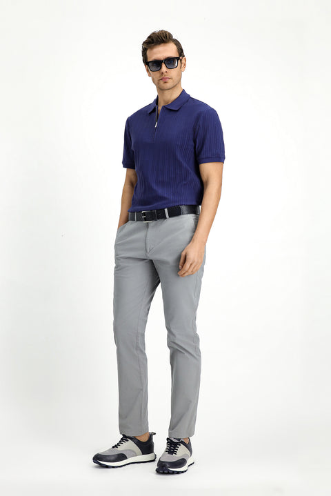 Orta Gri 4 Drop Relaxed Fit Rahat Kesim Likralı Kanvas / Chino Pantolon