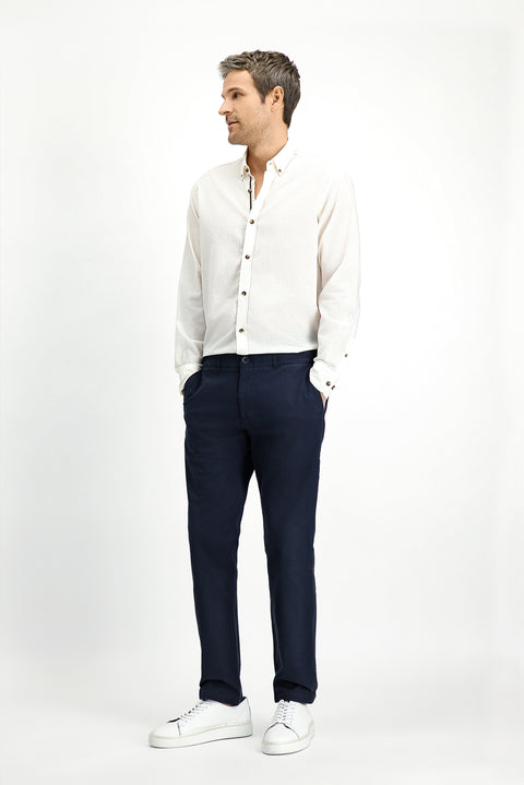 Koyu Lacivert Relaxed Fit Rahat Kesim Likralı Kanvas / Chino Pantolon