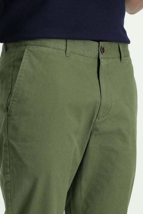 Orman Yeşili Relaxed Fit Rahat Kesim Likralı Kanvas / Chino Pantolon