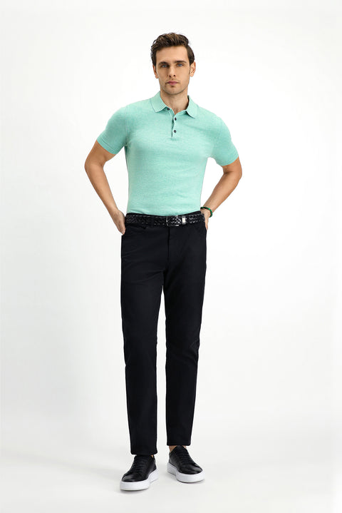 Siyah Regular Fit Standart Kesim Likralı Kanvas / Chino Pantolon