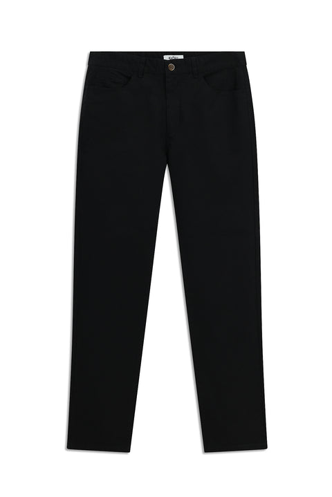Siyah Regular Fit Standart Kesim Likralı Kanvas / Chino Pantolon