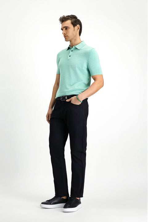 Siyah Regular Fit Standart Kesim Likralı Kanvas / Chino Pantolon