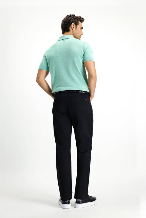 Siyah Regular Fit Standart Kesim Likralı Kanvas / Chino Pantolon