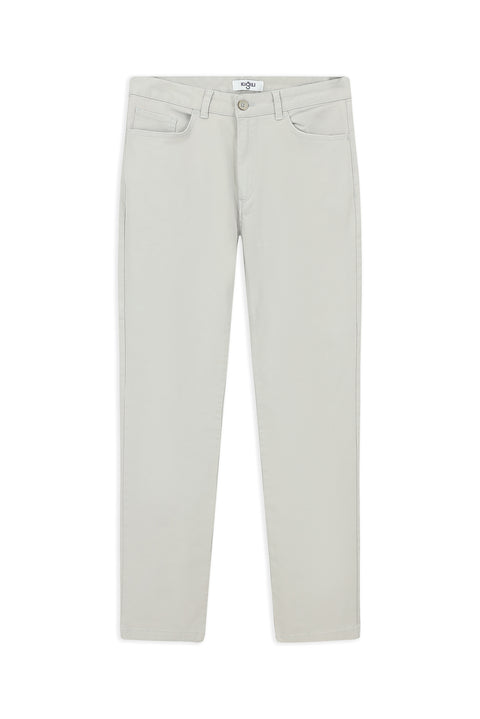 Light Grey Regular Fit Standard Cut Lycra Canvas / Chino Trousers