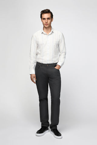  Orta Füme 6 Drop Regular Fit Standart Kesim Likralı Kanvas / Chino Pantolon