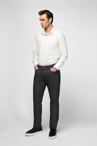  Orta Füme 6 Drop Regular Fit Standart Kesim Likralı Kanvas / Chino Pantolon
