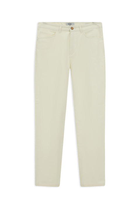 Ekru Regular Fit Standart Kesim Likralı Kanvas / Chino Pantolon