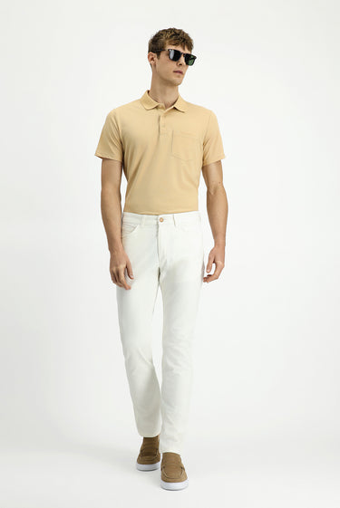 Ekru Regular Fit Likralı Kanvas / Chino Pantolon