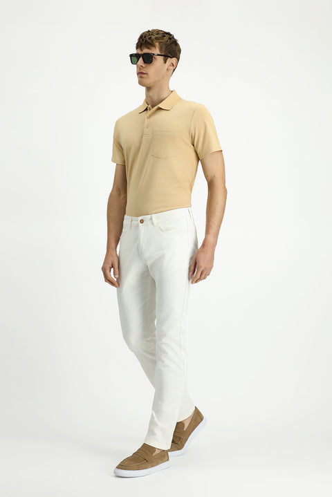 Ekru 6 Drop Regular Fit Standart Kesim Likralı Kanvas / Chino Pantolon