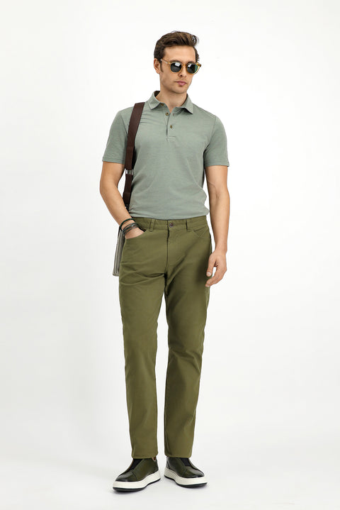 Asker Haki 6 Drop Regular Fit Standart Kesim Likralı Kanvas / Chino Pantolon