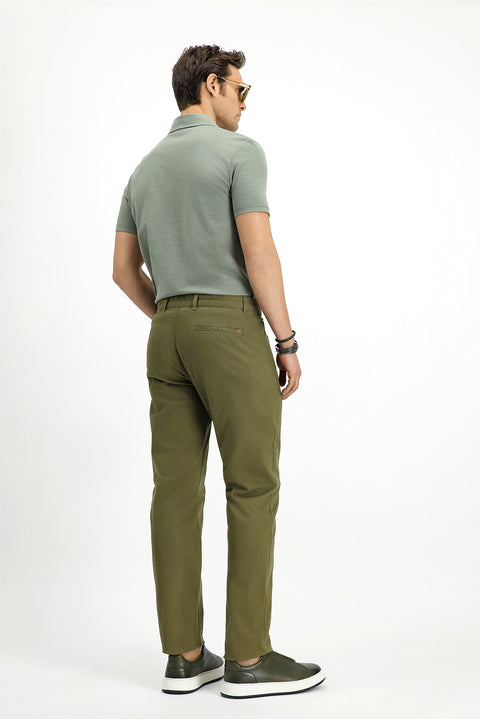 Asker Haki Regular Fit Standart Kesim Likralı Kanvas / Chino Pantolon