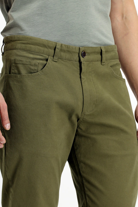 Asker Haki 6 Drop Regular Fit Standart Kesim Likralı Kanvas / Chino Pantolon