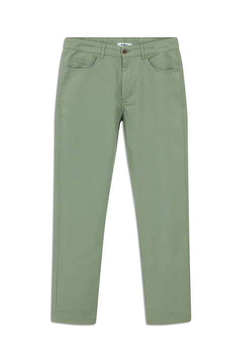 Çağla Yeşili Regular Fit Standart Kesim Likralı Kanvas / Chino Pantolon
