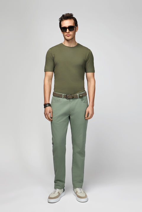 Çağla Yeşili Regular Fit Standart Kesim Likralı Kanvas / Chino Pantolon