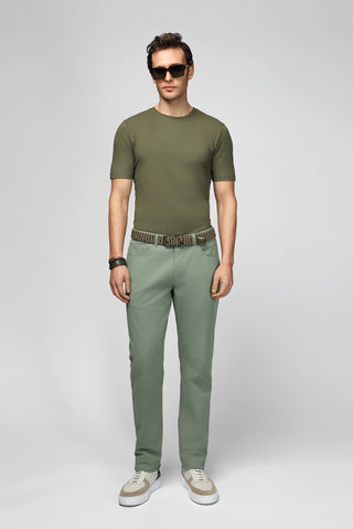  Çağla Yeşili Regular Fit Likralı Kanvas / Chino Pantolon