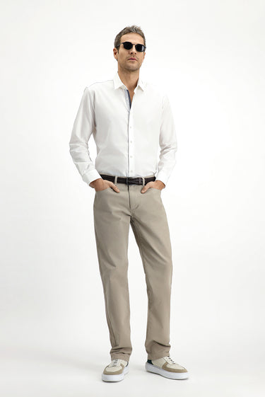 Açık Vizon Regular Fit Likralı Kanvas / Chino Pantolon