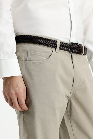 Açık Vizon Regular Fit Likralı Kanvas / Chino Pantolon