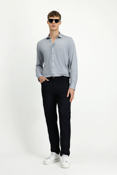 Black Slim Fit Narrow Cut Lycra Side Pocket Canvas / Chino Trousers