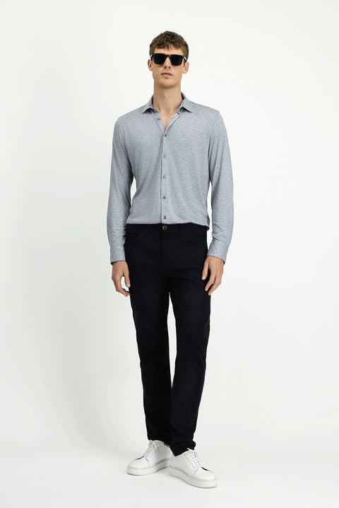 Siyah 7 Drop Slim Fit Dar Kesim Likralı Kanvas / Chino Pantolon