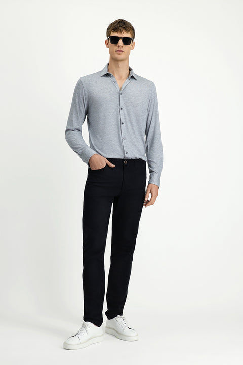 Siyah 7 Drop Slim Fit Dar Kesim Likralı Kanvas / Chino Pantolon