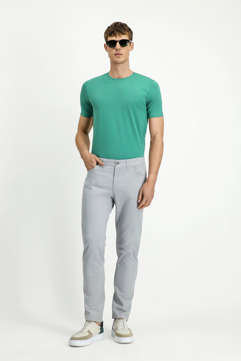 Light Grey Relaxed Fit Stretchy Side Pocket Canvas / Chino Trousers