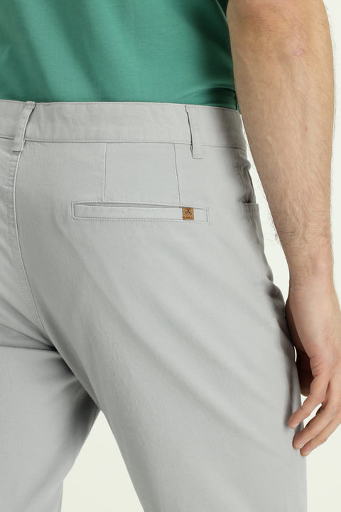 Açık Gri Slim Fit Dar Kesim Likralı Yandan Cepli Kanvas / Chino Pantolon