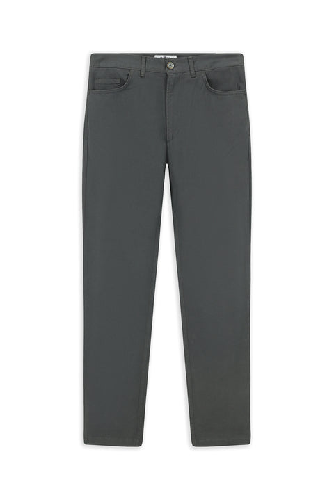 Orta Füme Slim Fit Dar Kesim Likralı Yandan Cepli Kanvas / Chino Pantolon