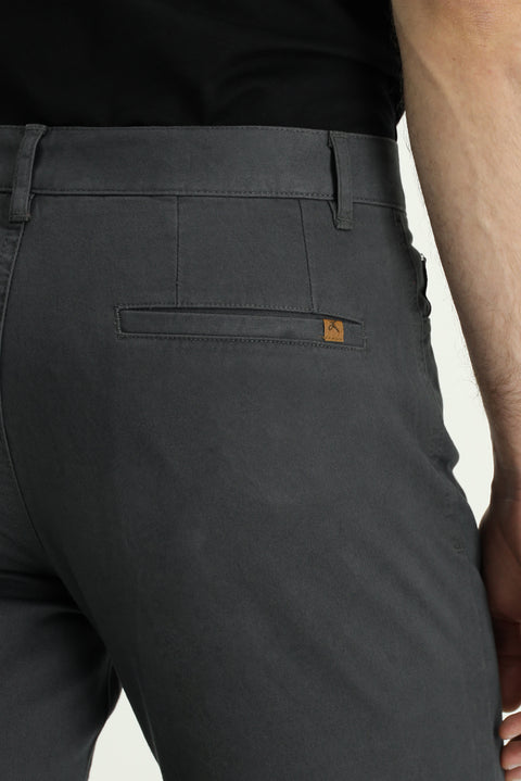 Orta Füme 7 Drop Slim Fit Dar Kesim Likralı Kanvas / Chino Pantolon