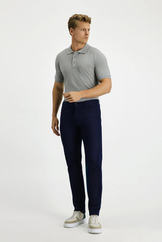  Açık Lacivert Slim Fit Dar Kesim Likralı Yandan Cepli Kanvas / Chino Pantolon