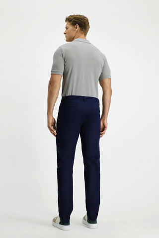  Açık Lacivert Slim Fit Dar Kesim Likralı Yandan Cepli Kanvas / Chino Pantolon