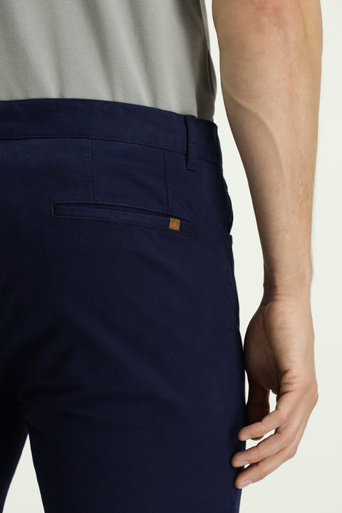 Açık Lacivert Slim Fit Dar Kesim Likralı Yandan Cepli Kanvas / Chino Pantolon