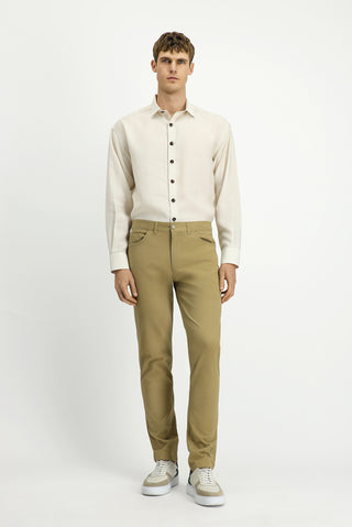  Orta Bej Slim Fit Dar Kesim Likralı Kanvas / Chino Pantolon