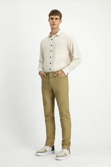 Orta Bej Relaxed Fit Rahat Kesim Likralı Kanvas / Chino Pantolon