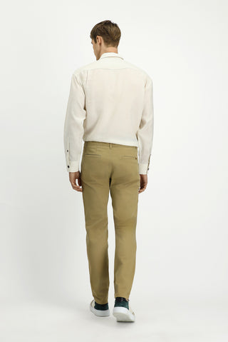  Orta Bej Slim Fit Dar Kesim Likralı Kanvas / Chino Pantolon