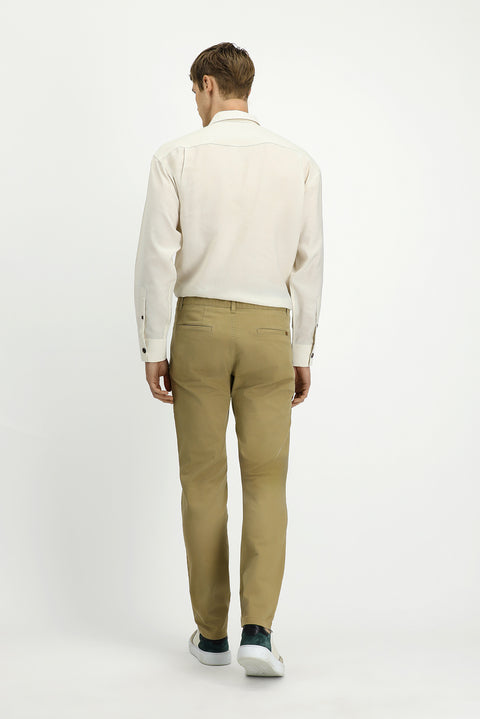 Orta Bej 7 Drop Slim Fit Dar Kesim Likralı Kanvas / Chino Pantolon