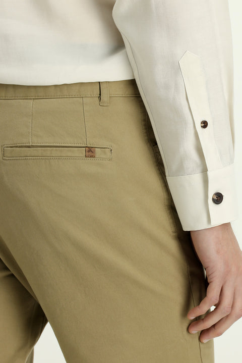 Orta Bej Relaxed Fit Rahat Kesim Likralı Yandan Cepli Kanvas / Chino Pantolon