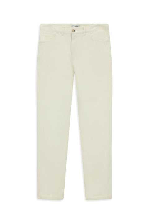 Ekru Slim Fit Dar Kesim Likralı Yandan Cepli Kanvas / Chino Pantolon