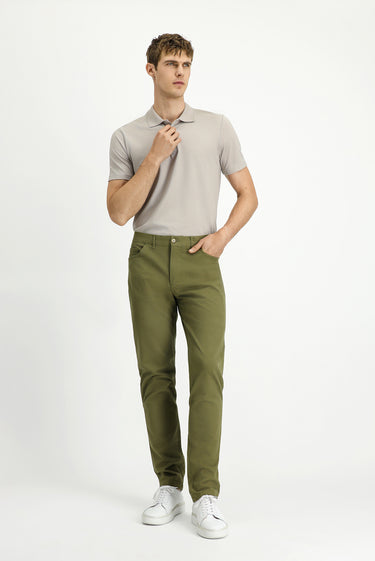 Asker Haki 4 Drop Relaxed Fit Rahat Kesim Likralı Kanvas / Chino Pantolon