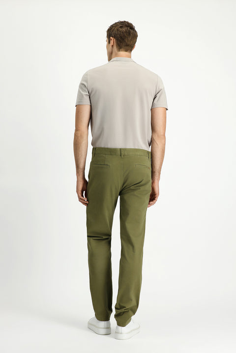 Asker Haki 7 Drop Slim Fit Dar Kesim Likralı Kanvas / Chino Pantolon