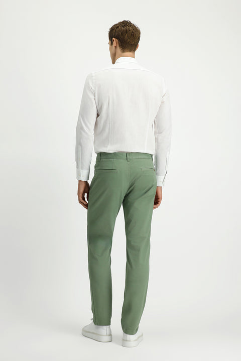 Çağla Yeşili Slim Fit Dar Kesim Likralı Yandan Cepli Kanvas / Chino Pantolon