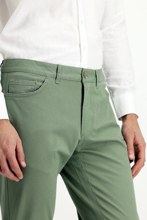 Çağla Yeşili Relaxed Fit Rahat Kesim Likralı Yandan Cepli Kanvas / Chino Pantolon