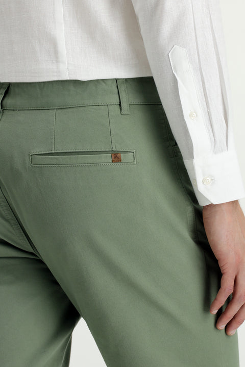 Çağla Yeşili Slim Fit Dar Kesim Likralı Yandan Cepli Kanvas / Chino Pantolon