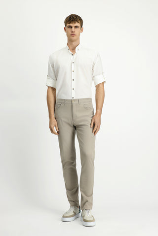  Açık Vizon 7 Drop Slim Fit Dar Kesim Likralı Yandan Cepli Kanvas / Chino Pantolon