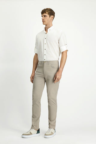  Açık Vizon Slim Fit Dar Kesim Likralı Kanvas / Chino Pantolon