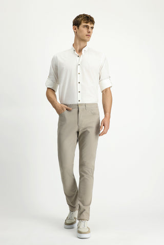  Açık Vizon Slim Fit Dar Kesim Likralı Kanvas / Chino Pantolon