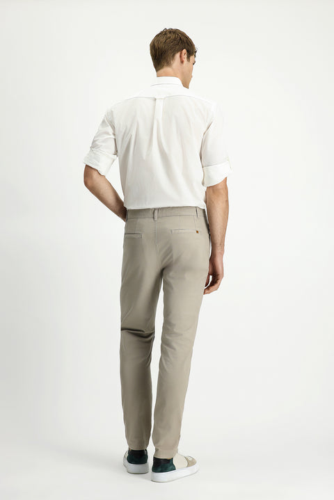 Açık Vizon Slim Fit Dar Kesim Likralı Yandan Cepli Kanvas / Chino Pantolon