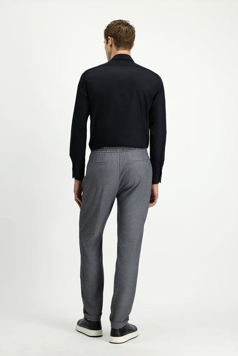 Orta Füme 7 Drop Slim Fit Dar Kesim Desenli Beli Lastikli İpli Likralı Jogger Pantolon