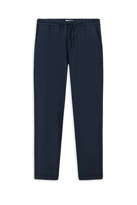 Koyu Lacivert Slim Fit Dar Kesim Desenli Beli Lastikli İpli Likralı Jogger Pantolon