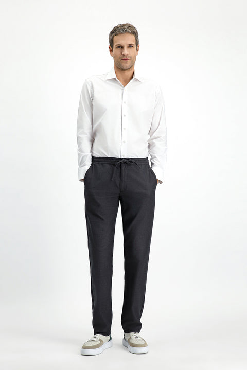 Mid Coffee Slim Fit Patterned Elasticated Waist Drawstring Stretchy Jogger Pants